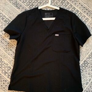Figs Black V-Neck Scrub Top